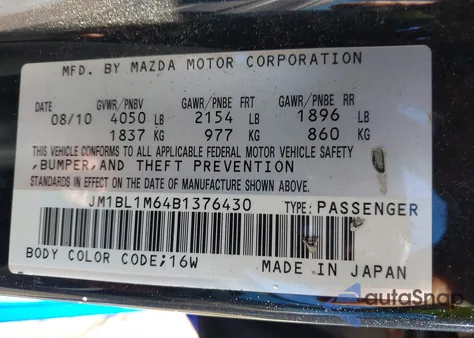 2011 Mazda Mazda3 S Grand Touring from USA, damaged, VIN JM1BL1M64B1376430